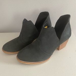 Matte Leather Cutout Ankle Boots